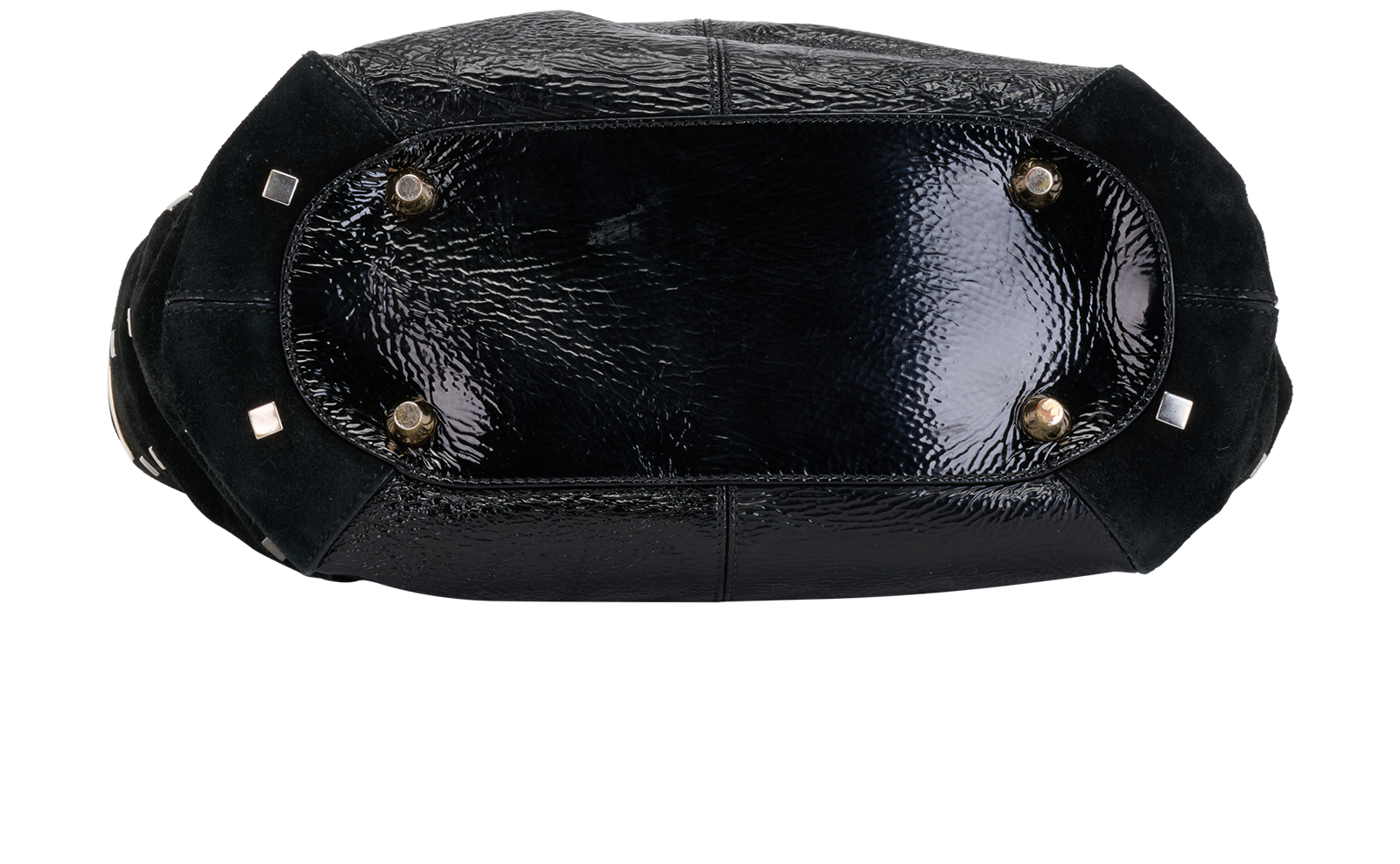 Anna Hobo, &pound;160, Handbags, Black, Patent Leather/Suede, Top view